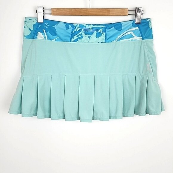 Lululemon Speed Skirt Skort Aruba Frisbee Sunset Floral Blue Aquamarine Size 6 - Picture 2 of 13